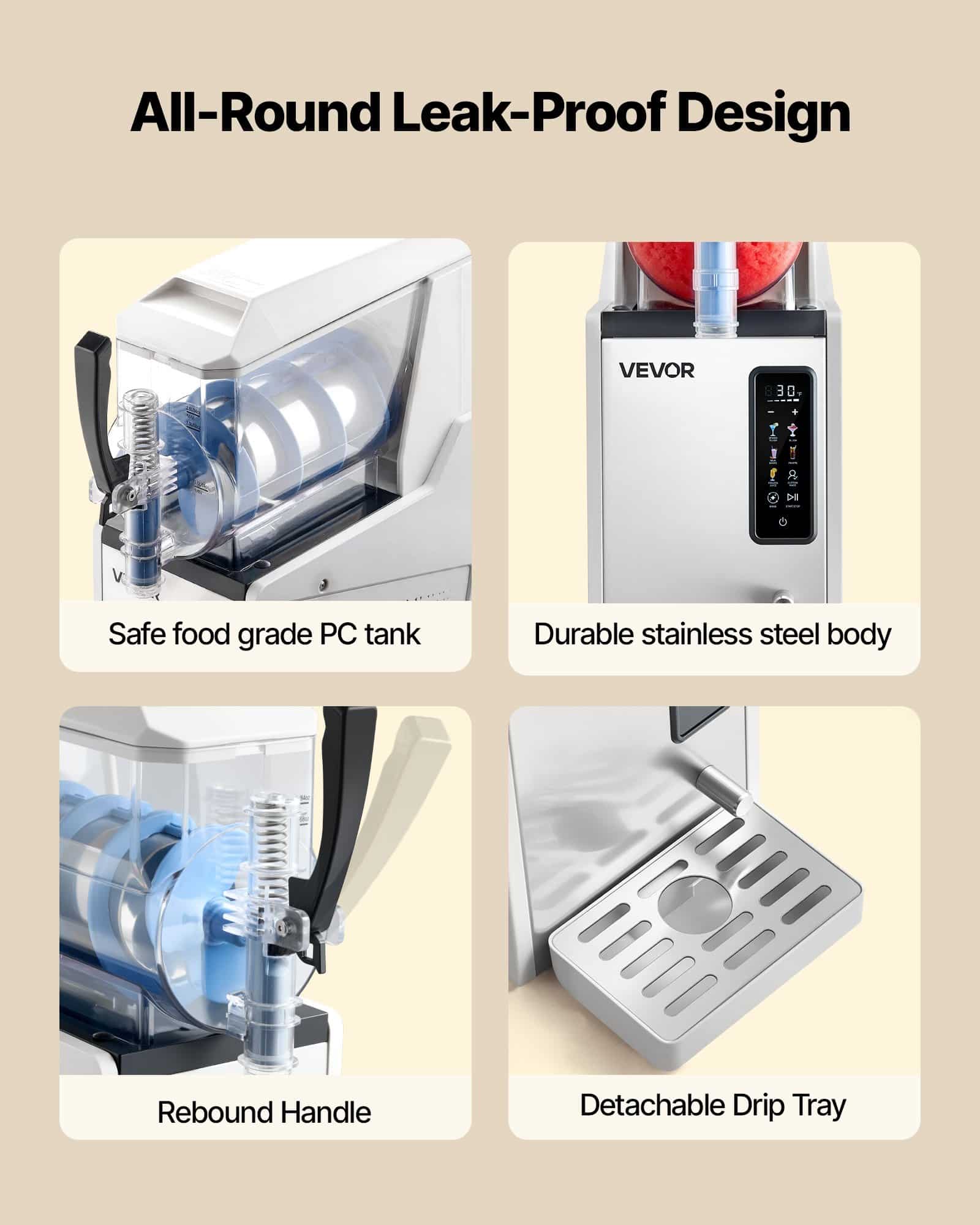 VEVOR 3L Slushie Machine with Self-Cleaning – Frozen Drink Maker for Home, Cocktails, Margaritas, Milkshakes & More - Image 6