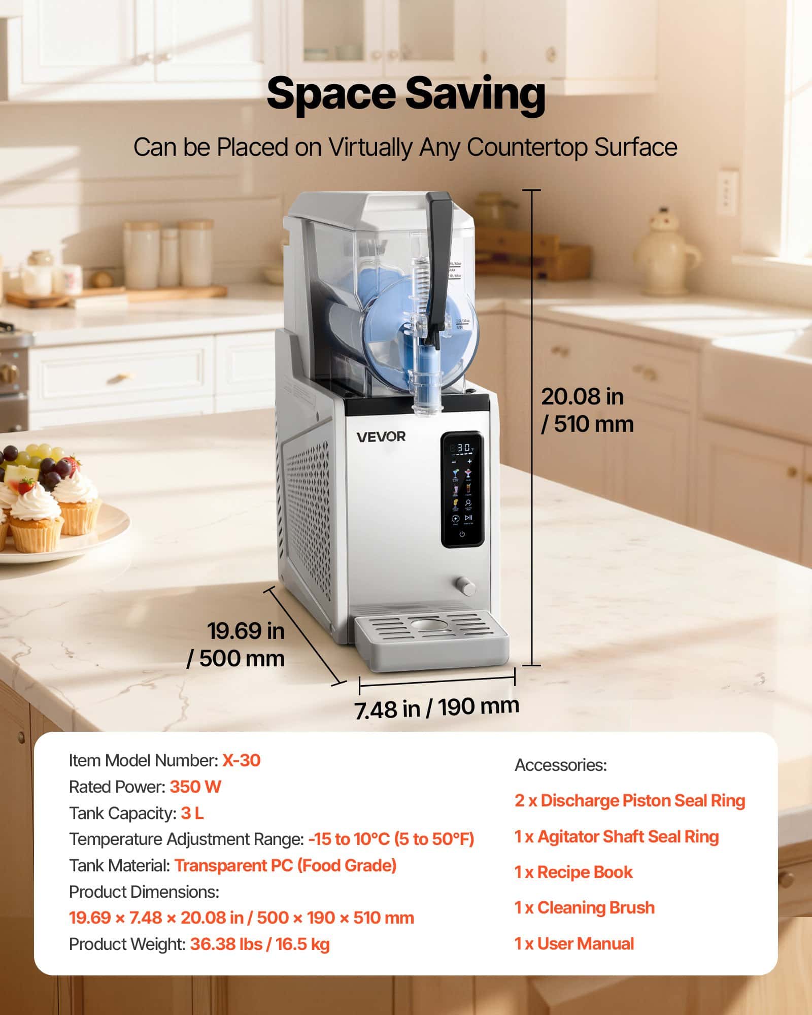 VEVOR 3L Slushie Machine with Self-Cleaning – Frozen Drink Maker for Home, Cocktails, Margaritas, Milkshakes & More - Image 7