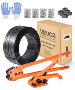 VEVOR Heavy-Duty PET Strapping Kit with 610 m Band, Tensioner, Sealer, 600 Seals, 200 Protectors – For Warehouse & Transport