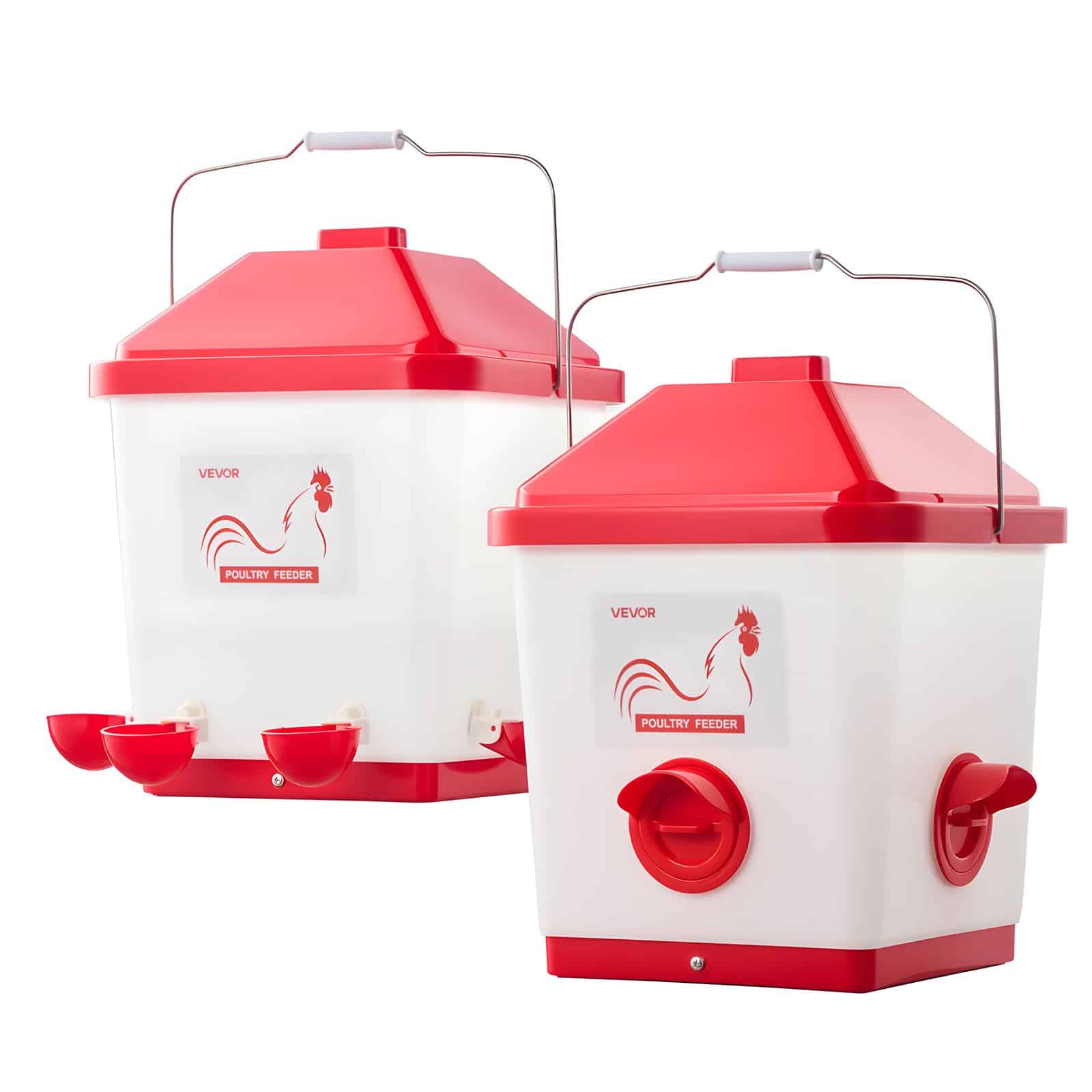 VEVOR Automatic Chicken Feeder & Waterer Set, 19L/18.1kg Rainproof