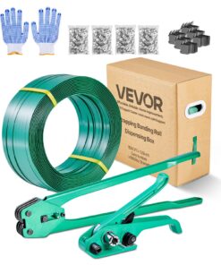 VEVOR Heavy-Duty PET Strapping Kit with 457m Strap, Sealer Tool, 450 Metal Seals, 150 Protectors & Gloves for Packaging