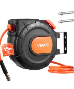 VEVOR 15m Retractable Air Hose Reel with 9.5mm PVC Hose, 300 PSI, Auto Rewind, 180° Swivel Mount for Garage & Workshop Use