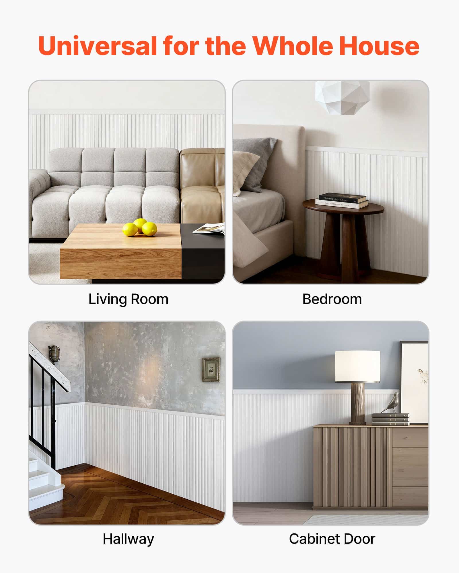 VEVOR Wall Molding Kit 197x98 cm – Lightweight Paintable Polystyrene Wainscoting Panels for Interior Accent Walls, White - Image 7