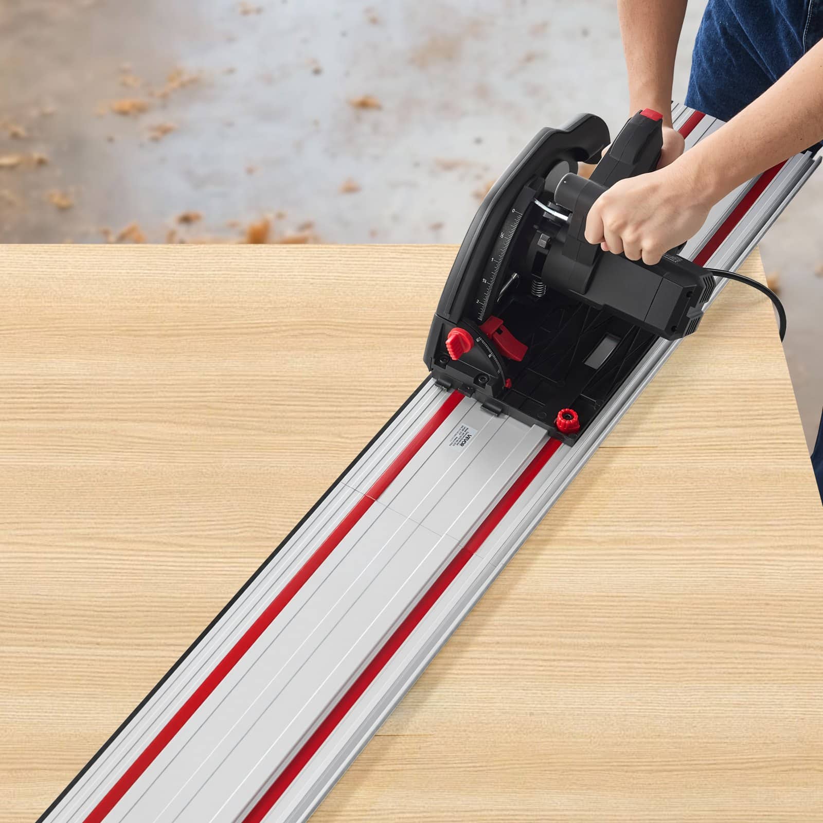 VEVOR 1397 mm Track Saw Guide Rail Kit with 2 x 698.5 mm Rails & Connector, Fits Makita/Festool/WEN, for Precise Woodworking Cuts — attēls 8