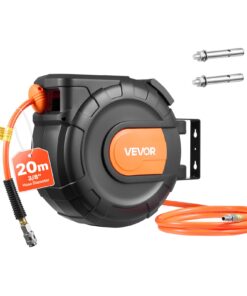 VEVOR 20m Retractable Air Hose Reel with 9.5mm PVC Hose, 300 PSI, Auto Rewind, 180° Swivel Mount for Garage & Workshop Use