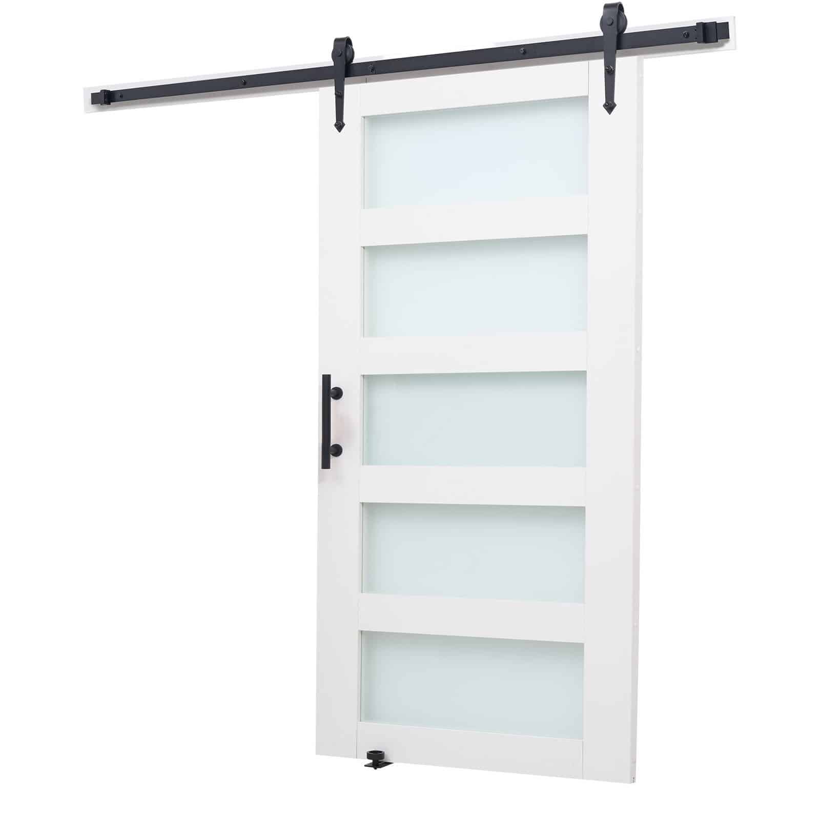 VEVOR Sliding Barn Door 1067x2134mm, MDF & Glass, Waterproof PVC, Hardware Kit, Quiet H-Frame for Living Room — изображение 10