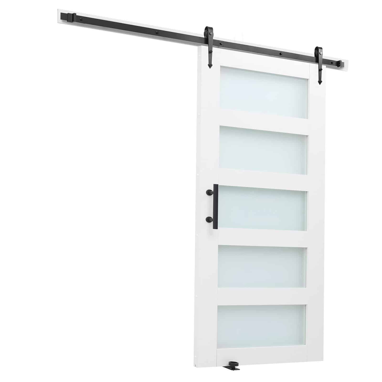 VEVOR Sliding Barn Door 1067x2134mm, MDF & Glass, Waterproof PVC, Hardware Kit, Quiet H-Frame for Living Room — изображение 11