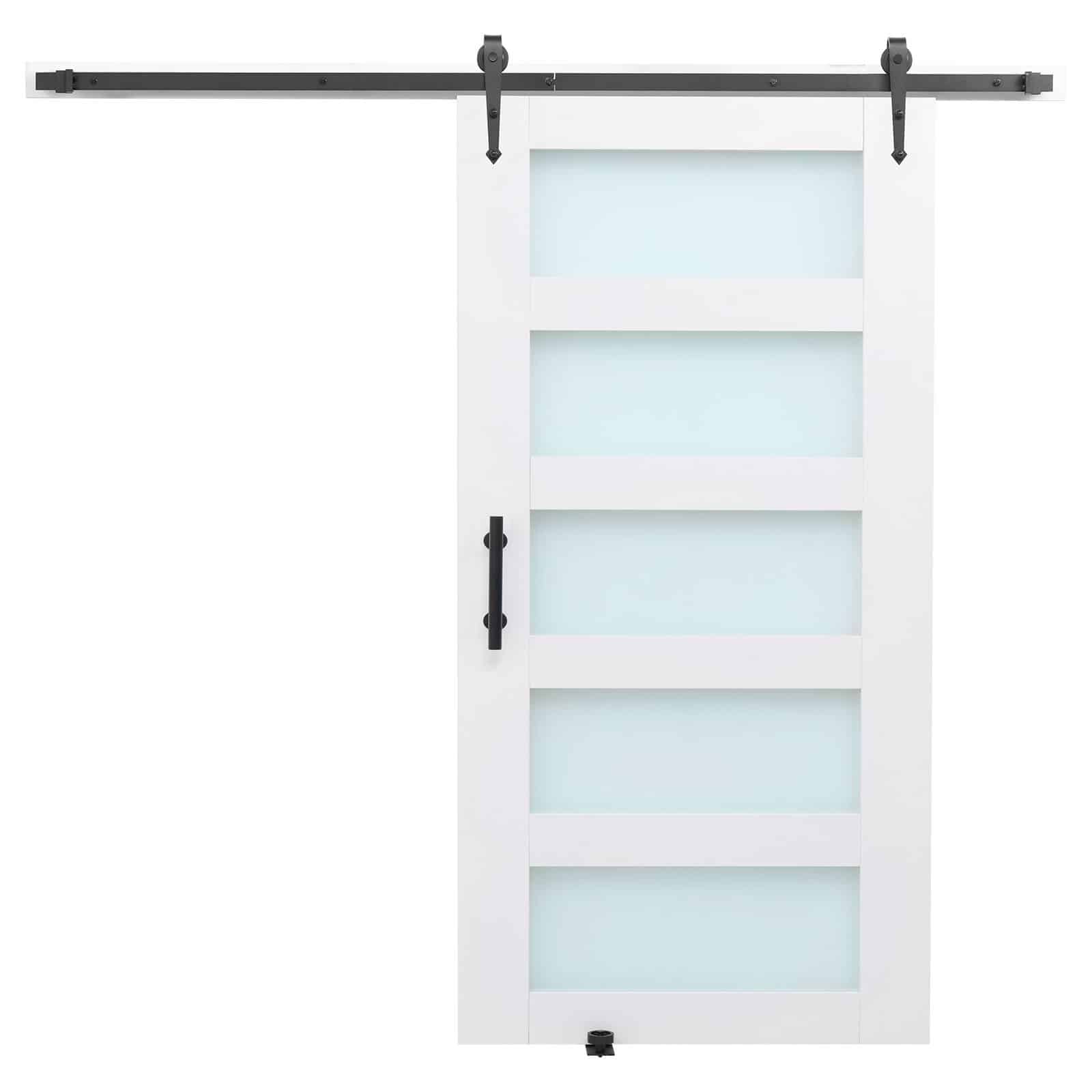 VEVOR Sliding Barn Door 1067x2134mm, MDF & Glass, Waterproof PVC, Hardware Kit, Quiet H-Frame for Living Room — изображение 9