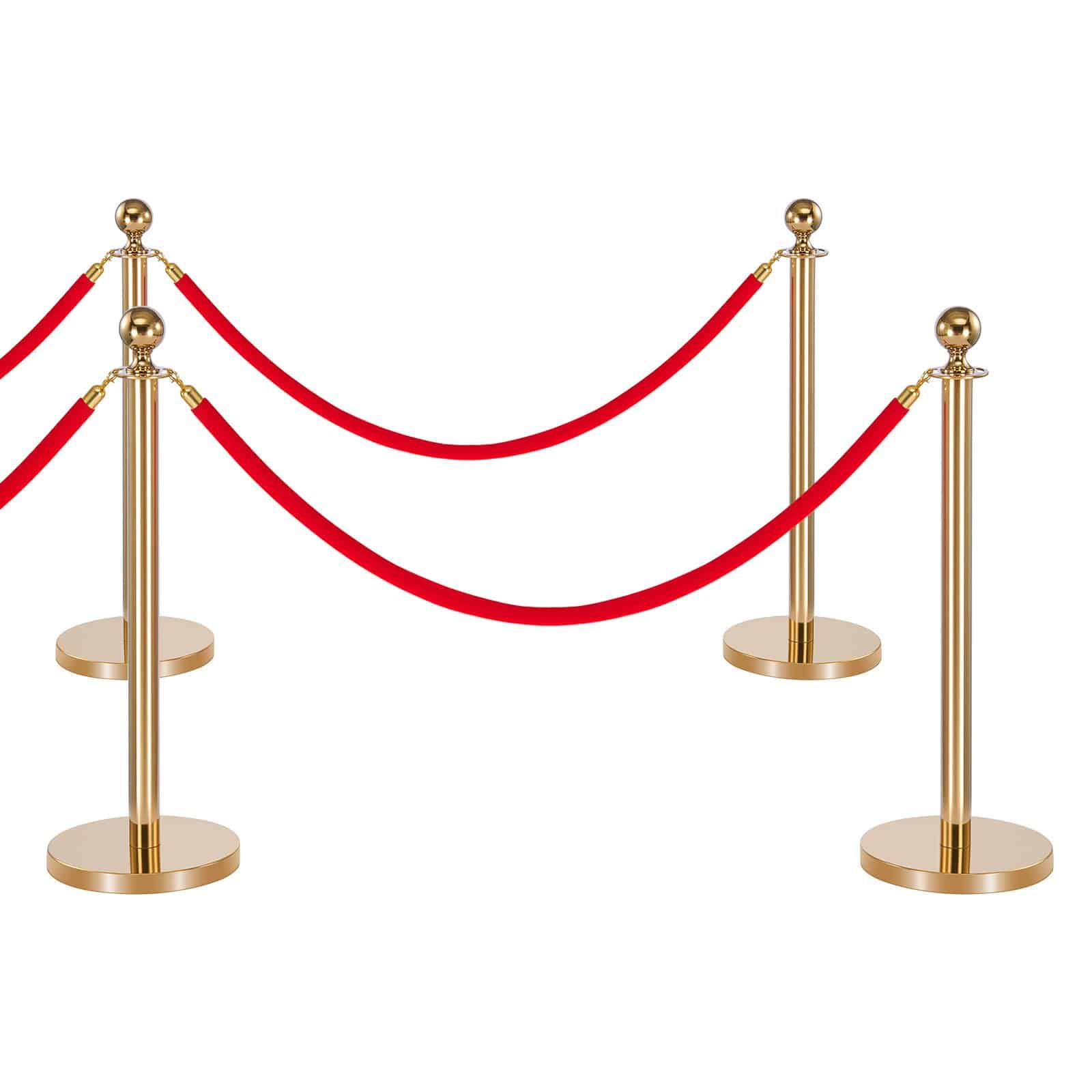 VEVOR 6-Piece Gold Stanchion Set with Red Velvet Ropes & Carpet, Stainless Steel Crowd Control Barrier for Events & Weddings - Зображення 11