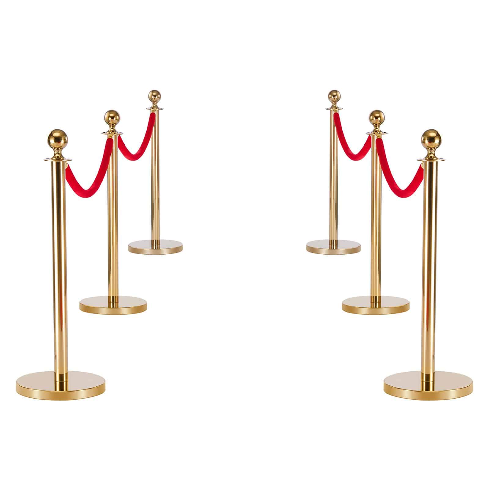 VEVOR 6-Piece Gold Stanchion Set with Red Velvet Ropes & Carpet, Stainless Steel Crowd Control Barrier for Events & Weddings - Зображення 12