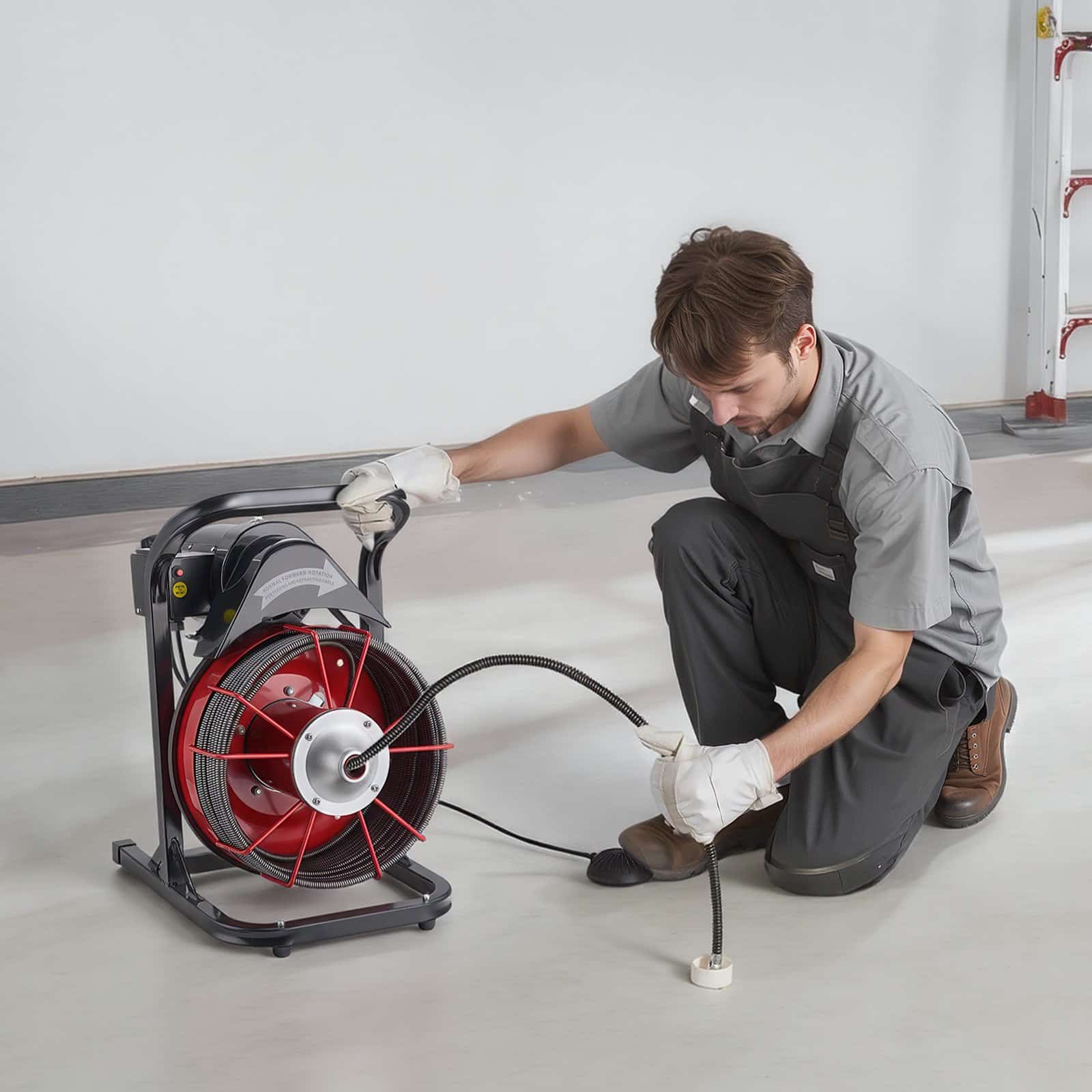 VEVOR Drain Cleaner Machine 15m x 13mm with 4 Cutters & Foot Switch, Manual Feed Sewer Snake for 50–150mm Pipes — изображение 8