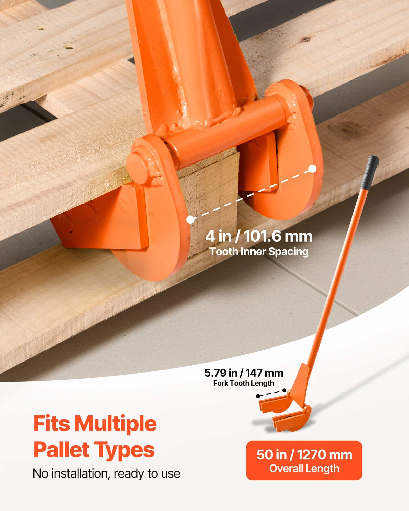 VEVOR Heavy Duty Pallet Buster Tool with 1 m Carbon Steel Handle, 907 kg Capacity, Deck Board & Flooring Removal Bar — изображение 4