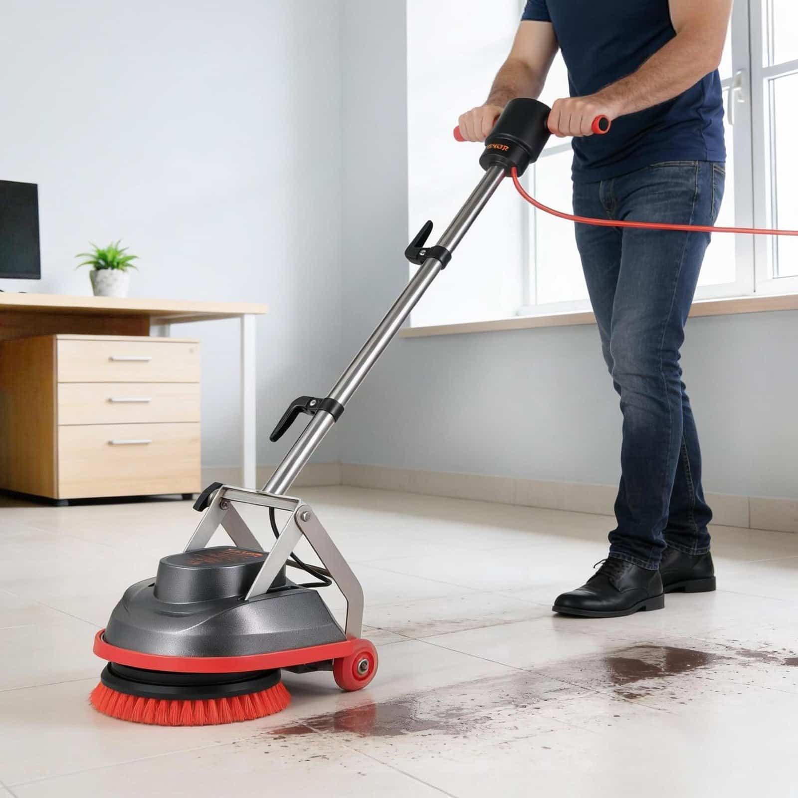 VEVOR Commercial Floor Scrubber & Polisher, 325 mm, 0.75 HP, 1200–1900 RPM, 13 m Cord, 3 Pads & Brushes, All Floor Types - Зображення 8