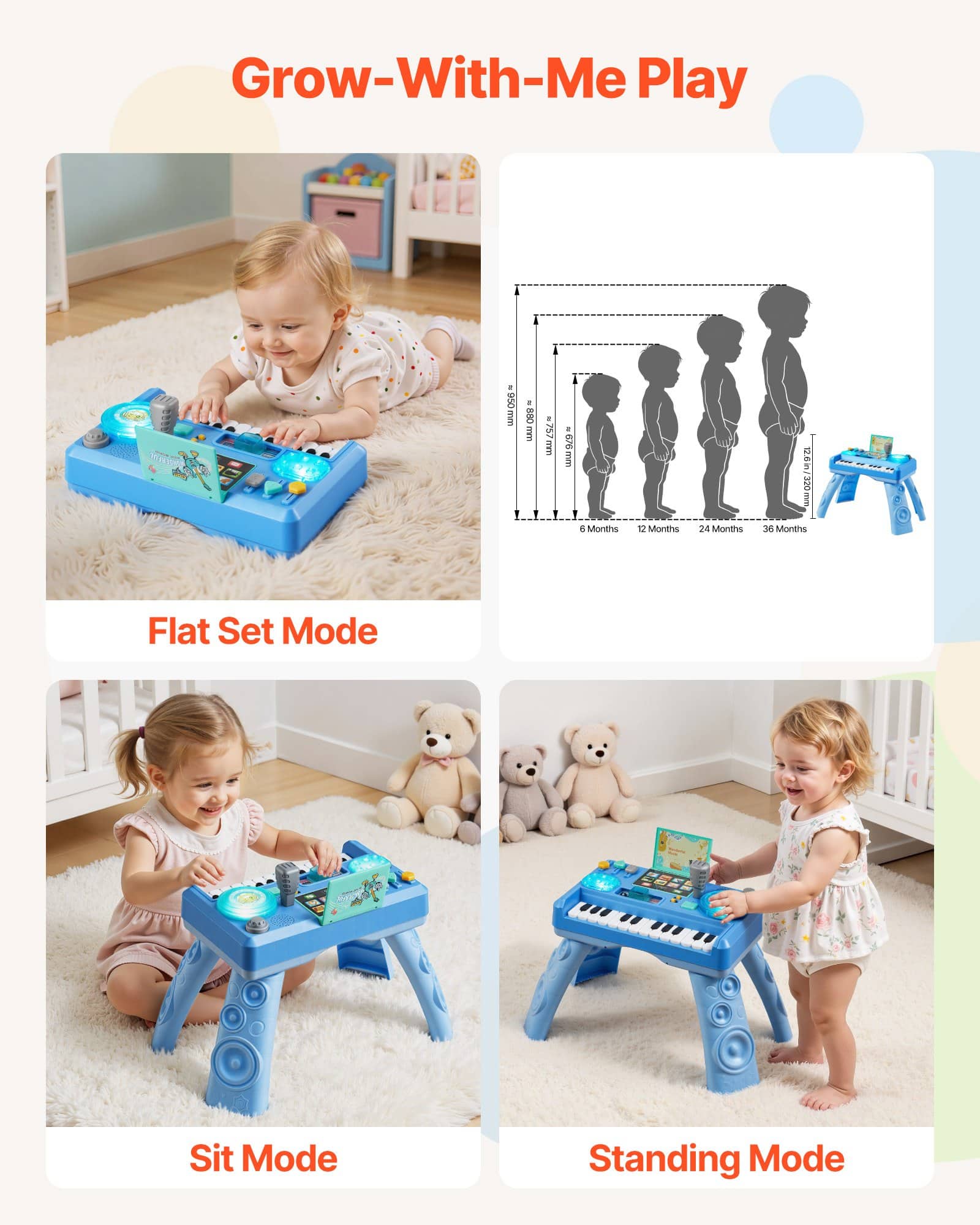 VEVOR Educational Baby DJ Playset with LED Turntable, 133 Sounds & Recording – Musical Activity Table for Kids 6+ Months - Pilt 6