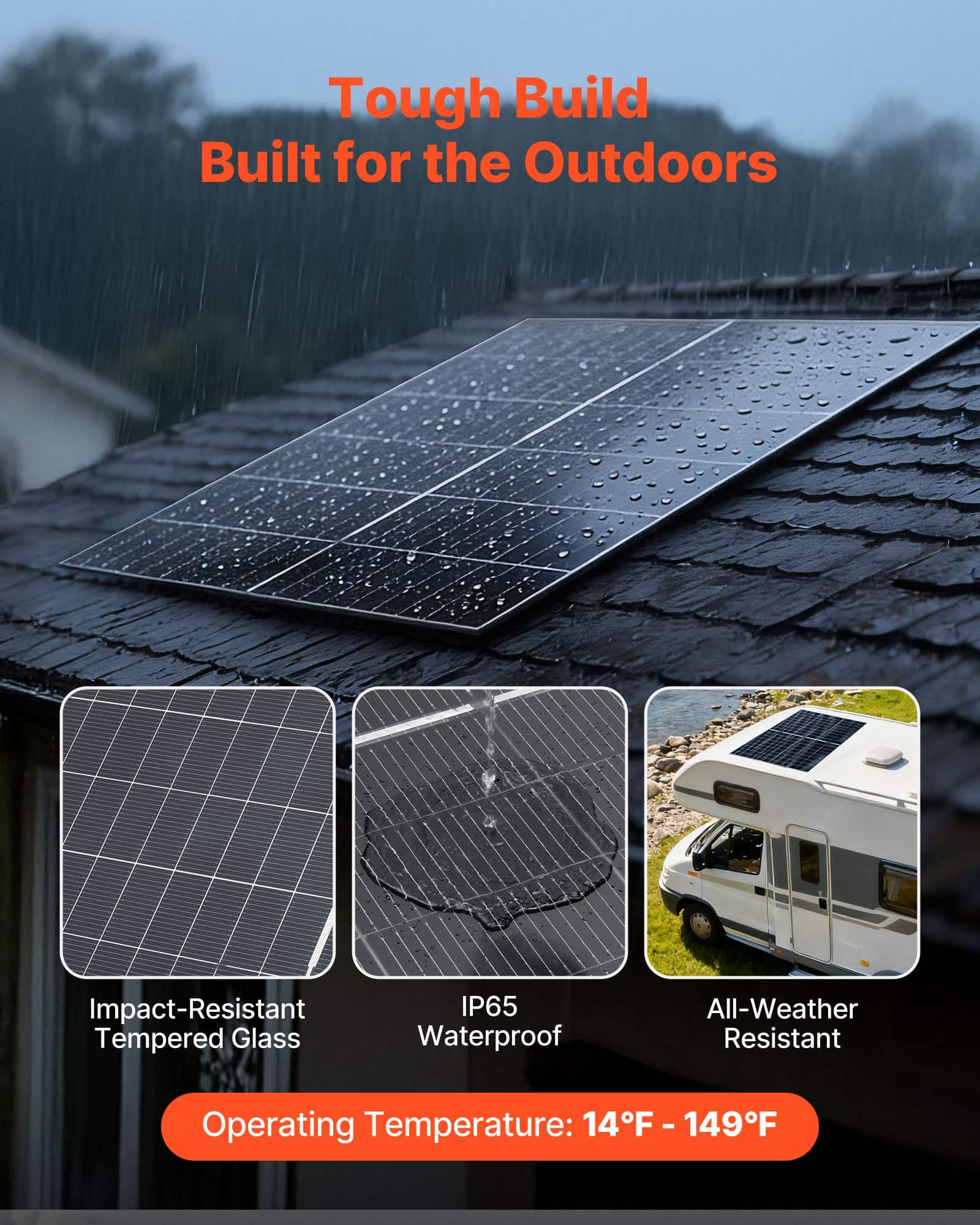 VEVOR 2PCS 400W Bifacial Solar Panels, 16BB N-Type Monocrystalline, 24% Efficiency, IP65, MC4 Output, for RV, Boat, Off-Grid — изображение 5