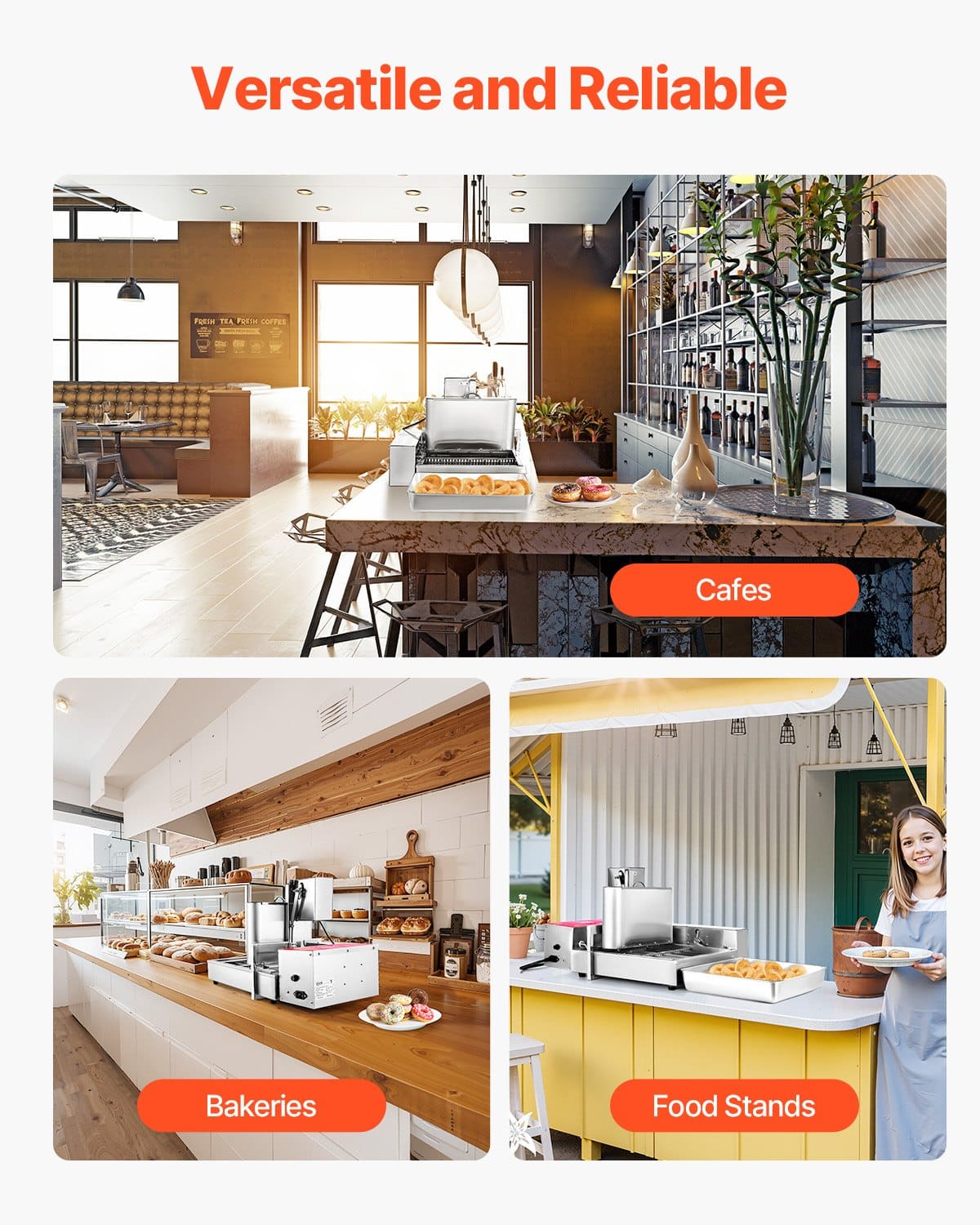 VEVOR Automatic Commercial Donut Maker, 6-Row 360 pcs/h Ring Donut Fryer, 304 Stainless Steel, 4.5L Hopper, 9.1L Oil Tank, Smart Control — attēls 6