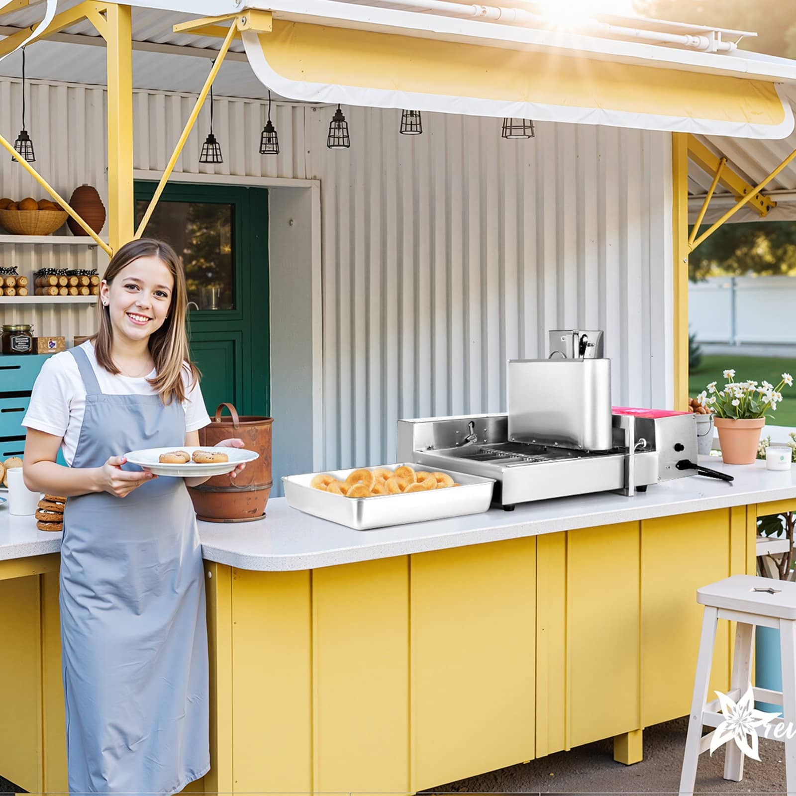 VEVOR Automatic Commercial Donut Maker, 6-Row 360 pcs/h Ring Donut Fryer, 304 Stainless Steel, 4.5L Hopper, 9.1L Oil Tank, Smart Control — attēls 8