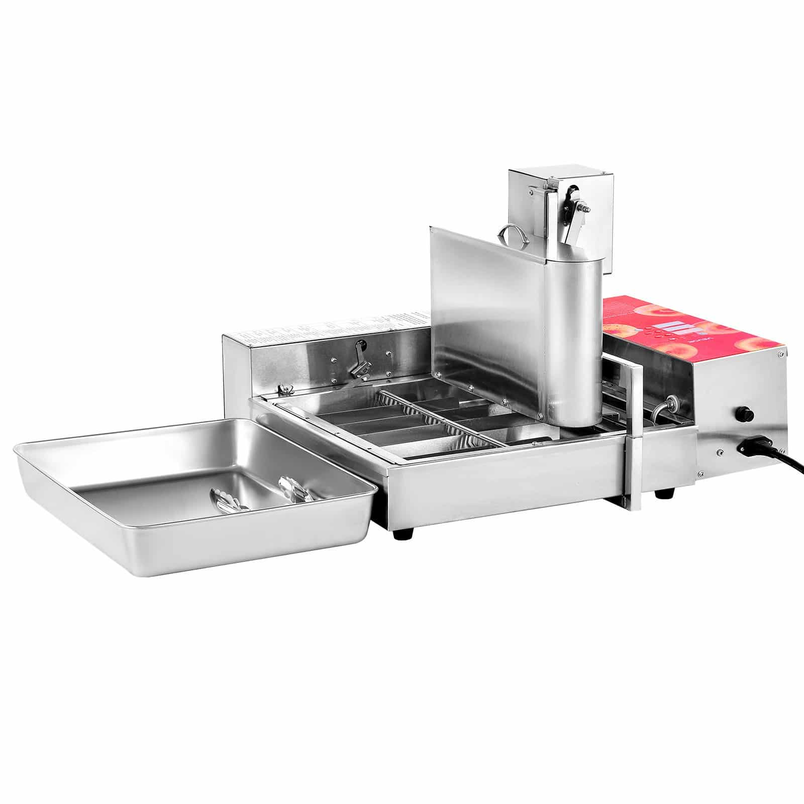 VEVOR Automatic Commercial Donut Maker, 6-Row 360 pcs/h Ring Donut Fryer, 304 Stainless Steel, 4.5L Hopper, 9.1L Oil Tank, Smart Control — attēls 12