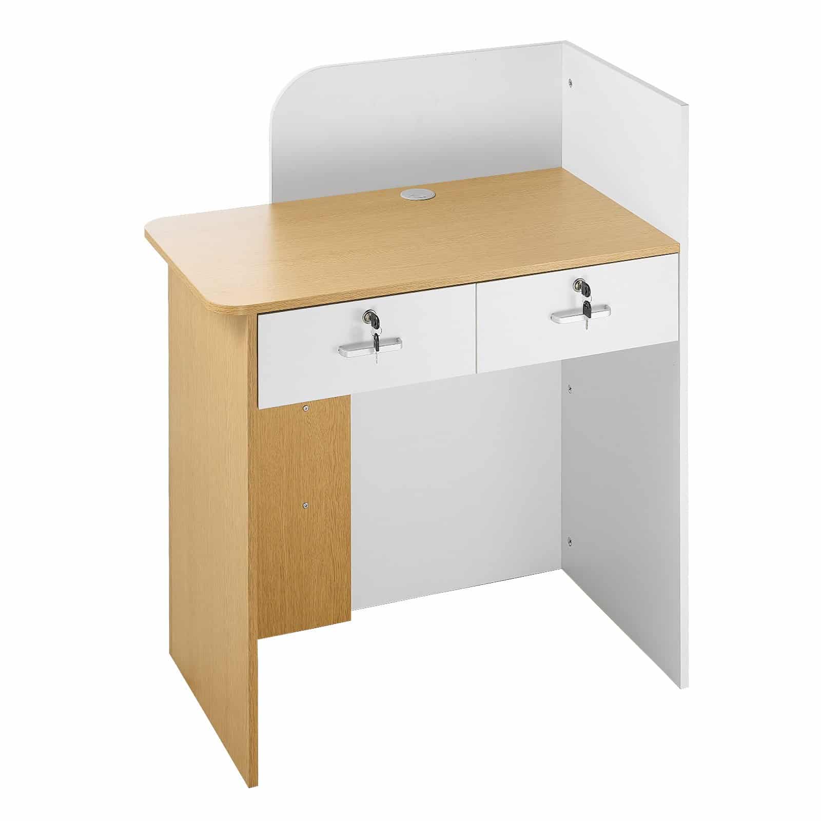 VEVOR 80 cm White Reception Desk with LED Lights, 2 Drawers, Lockable Storage & Power Outlets for Office, Salon, Retail — изображение 11