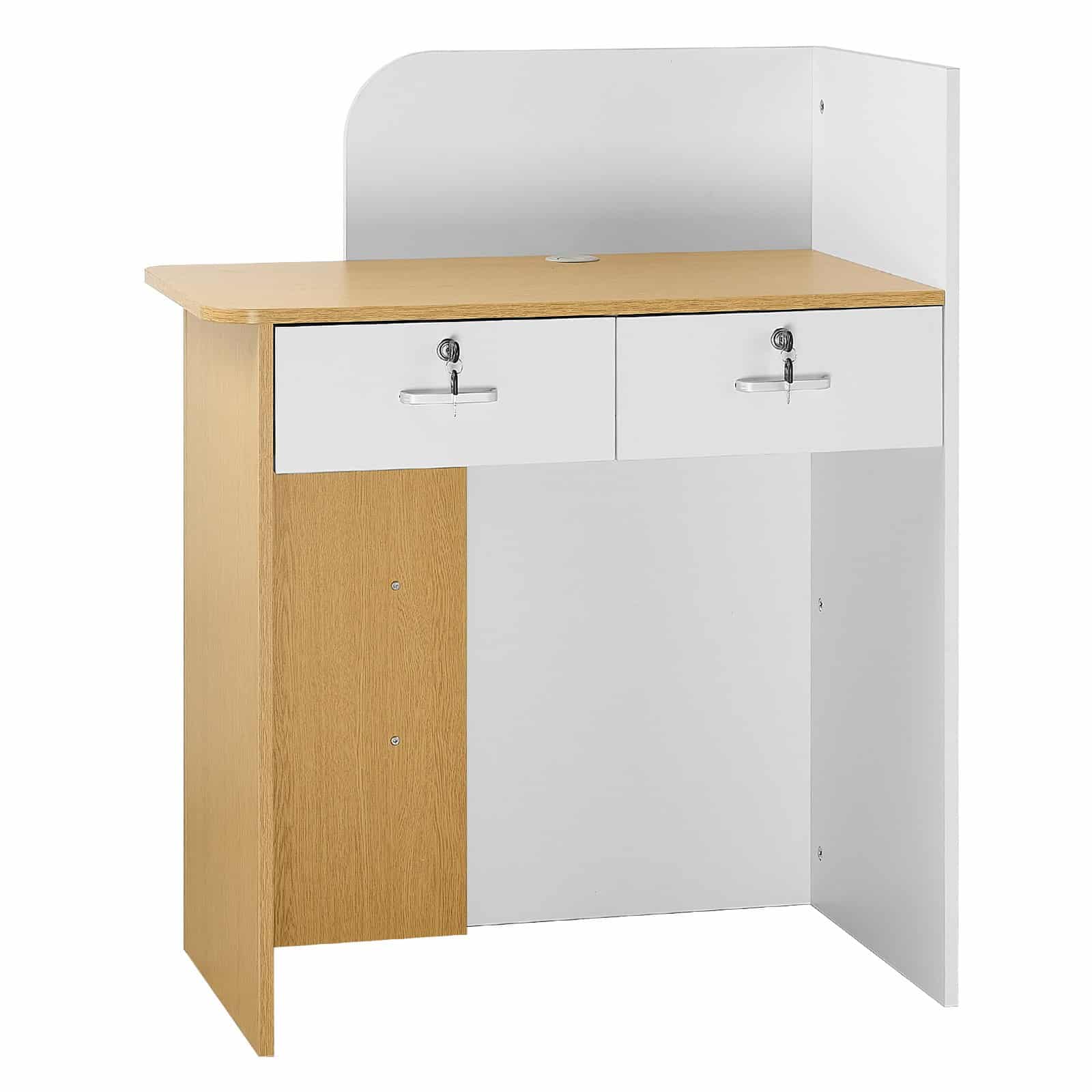 VEVOR 80 cm White Reception Desk with LED Lights, 2 Drawers, Lockable Storage & Power Outlets for Office, Salon, Retail — изображение 9