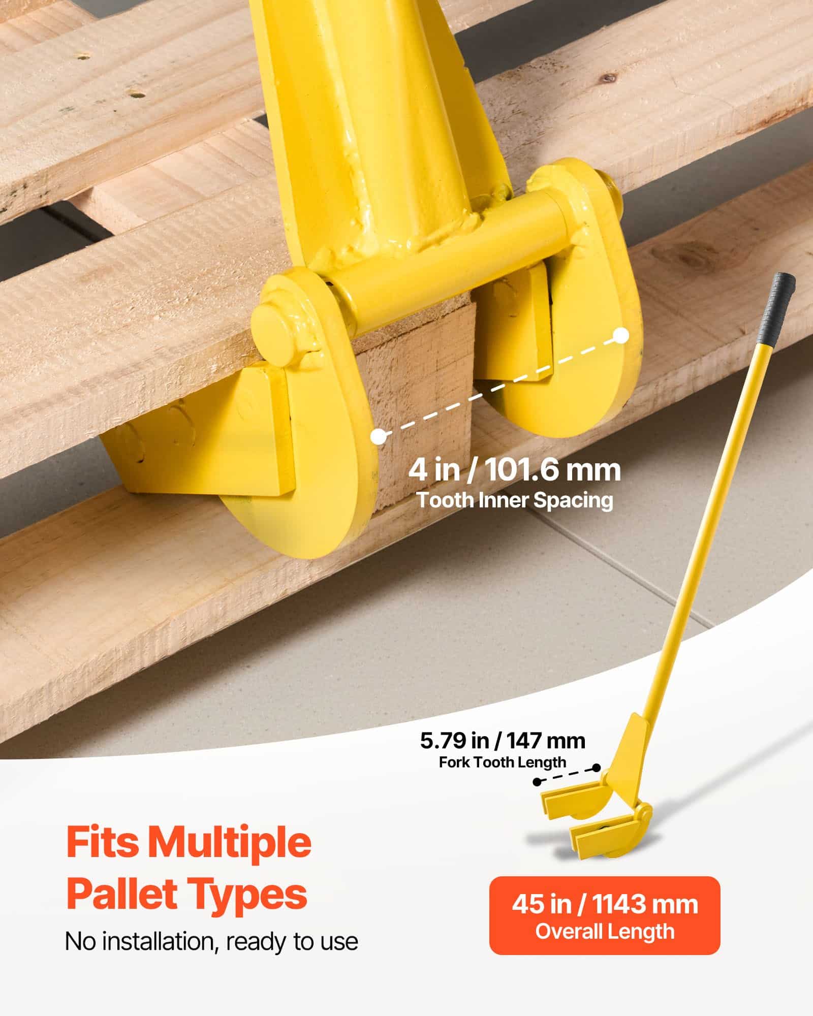 VEVOR Pallet Buster Tool, 1 m Carbon Steel Pry Bar, 900 kg Capacity Deck & Pallet Board Removal Tool, Ergonomic Long Handle — изображение 4