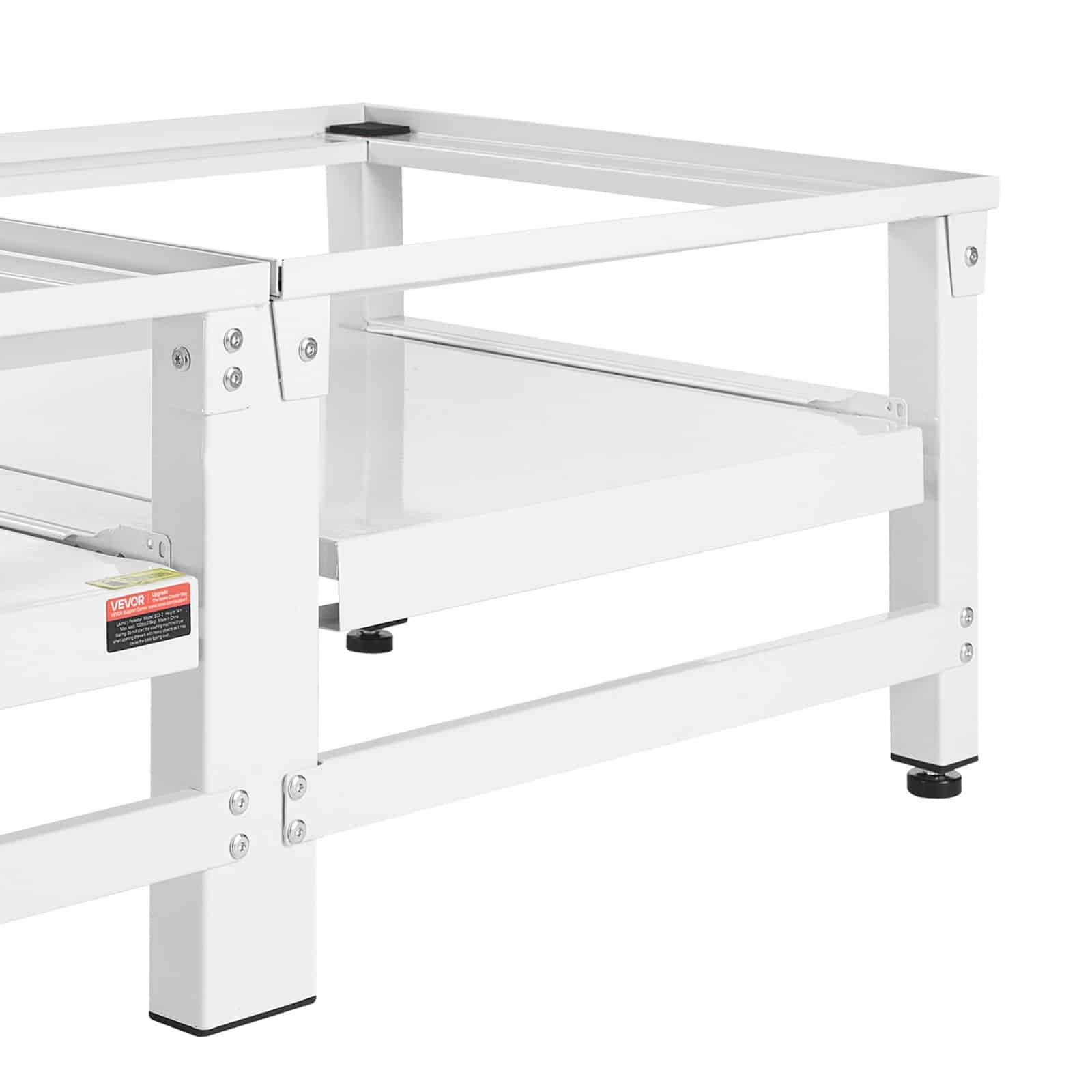 VEVOR Adjustable Laundry Pedestals 355 mm, Steel Washer Dryer Stands with Pull-Out Tray, 318 kg Load, Anti-Vibration, White, 2 pcs - Зображення 12