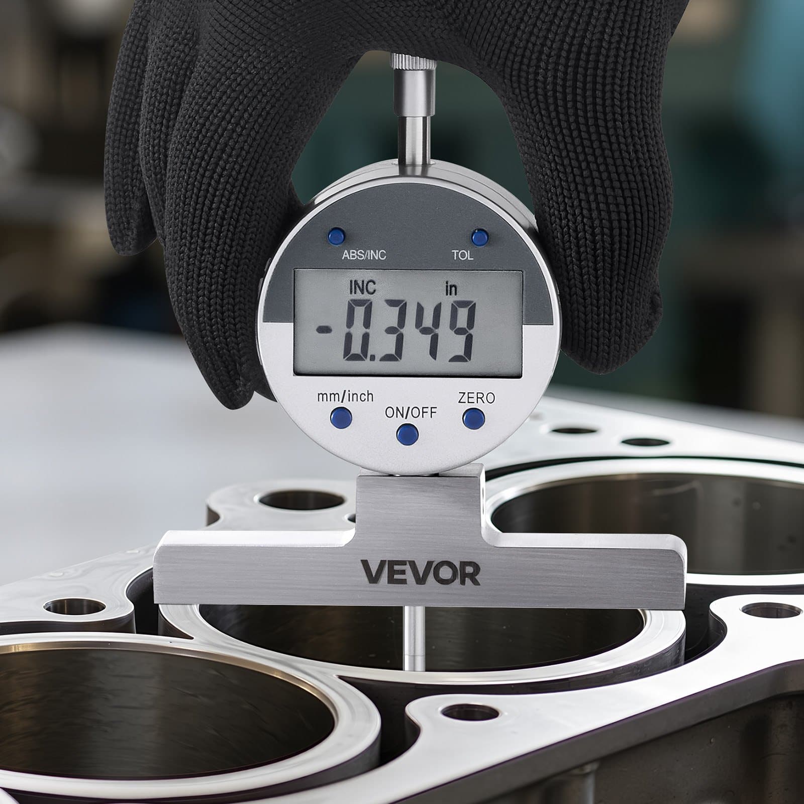 VEVOR Digital Depth Micrometer 0–558.8 mm, 0.01 mm Resolution, LCD, 4 Anvils, 6 Rods, Precision Depth Gauge for Grooves and Holes – Paveikslėlis 8