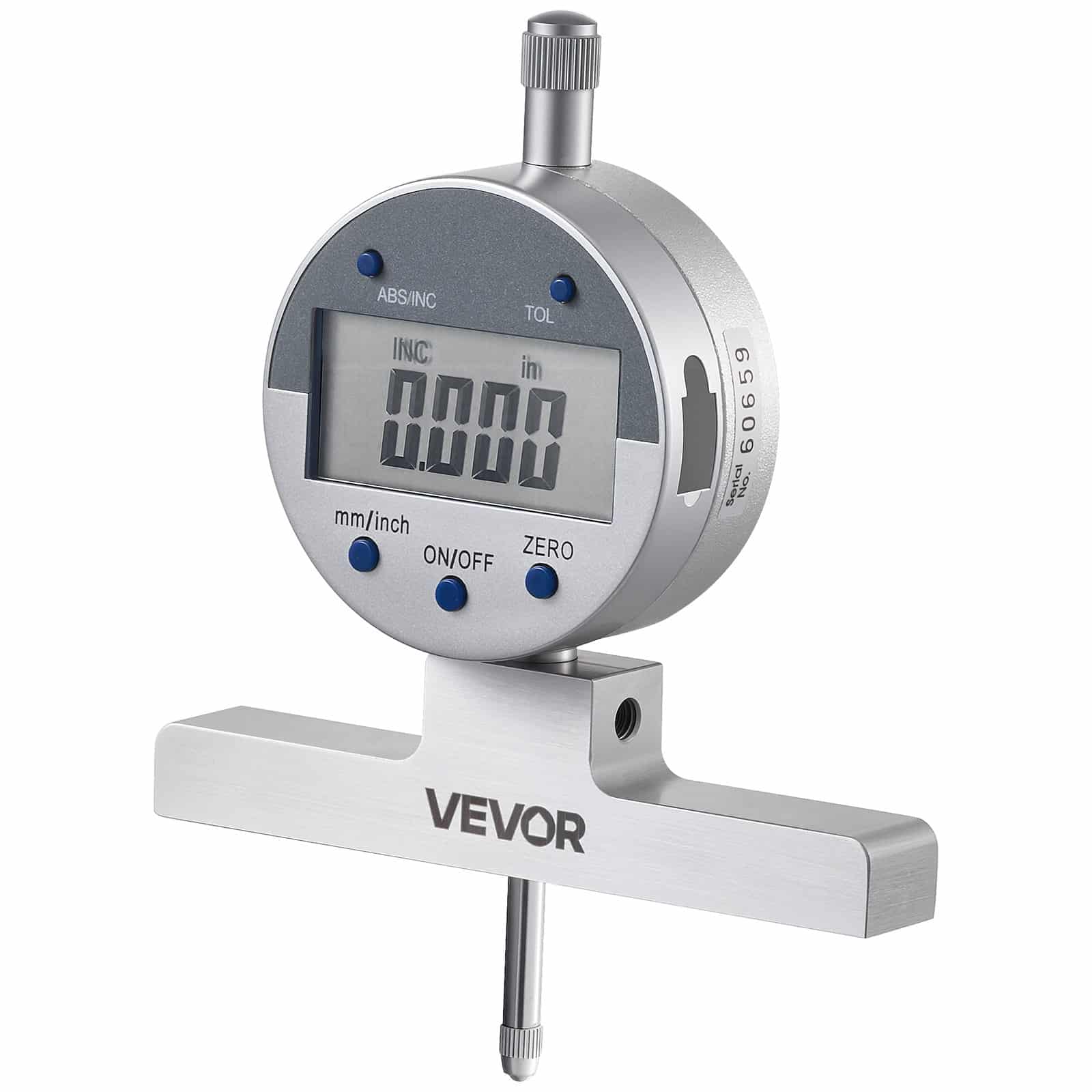 VEVOR Digital Depth Micrometer 0–558.8 mm, 0.01 mm Resolution, LCD, 4 Anvils, 6 Rods, Precision Depth Gauge for Grooves and Holes – Paveikslėlis 12