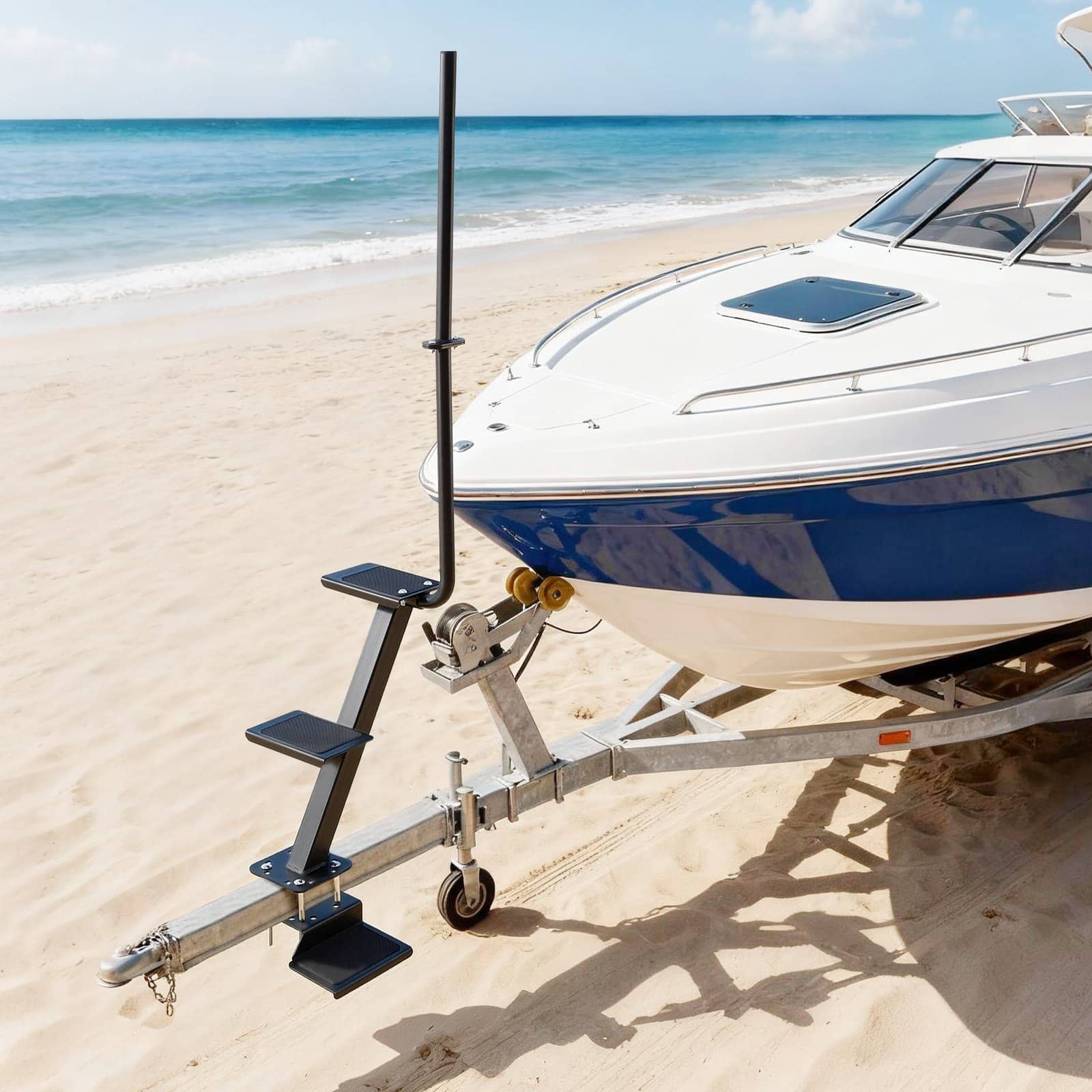 VEVOR 3-Step Steel Boat Trailer Ladder with Handrail, Non-Slip Steps, Bottom Mount for 76.2–101.6 mm Cross Beams — изображение 8