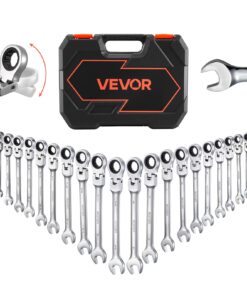 VEVOR 24-Pc Flex-Head Ratcheting Wrench Set 8–19 mm & 6–19 mm, 72-Tooth Cr-V Combination Spanners with Case for Auto & Home
