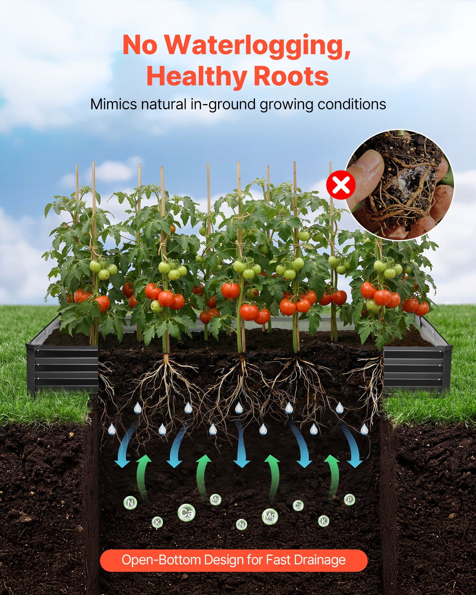 VEVOR Set of 2 Galvanized Raised Garden Beds 2400x1200x300 mm, Bottomless Metal Planter Boxes for Vegetables and Flowers, Dark Gray - Pilt 4