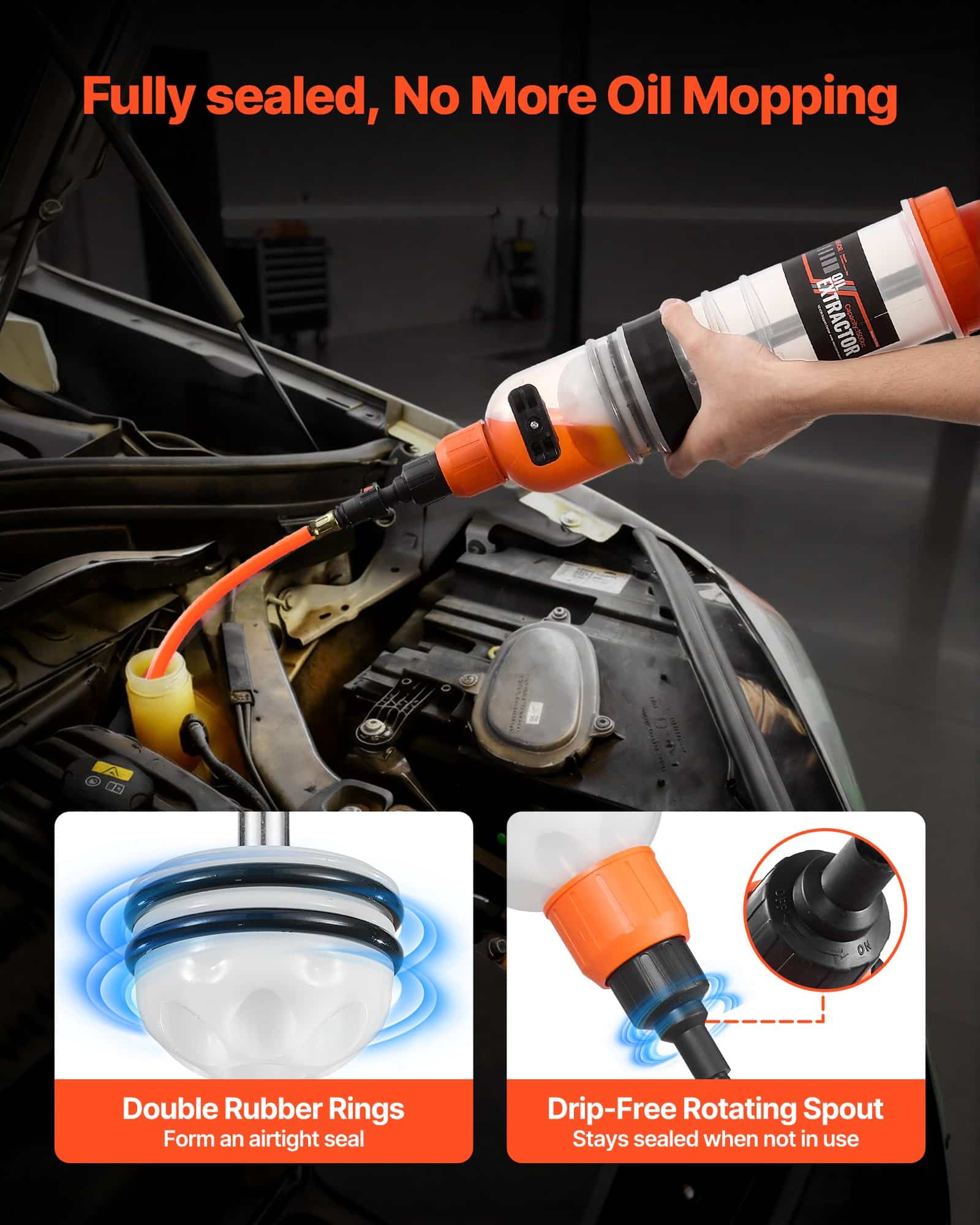 VEVOR 1.5 L Manual Fluid Extractor Pump, Oil Syringe with Hoses and Adapters for Engine Oil, Coolant, Brake and Transmission Fluid — изображение 2