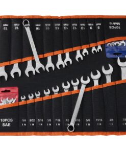 VEVOR 42-Piece Combination Wrench Set, Metric & SAE, 12-Point, 15° Open End, Carbon Steel with Roll-Up Pouch for Auto & Home Repair