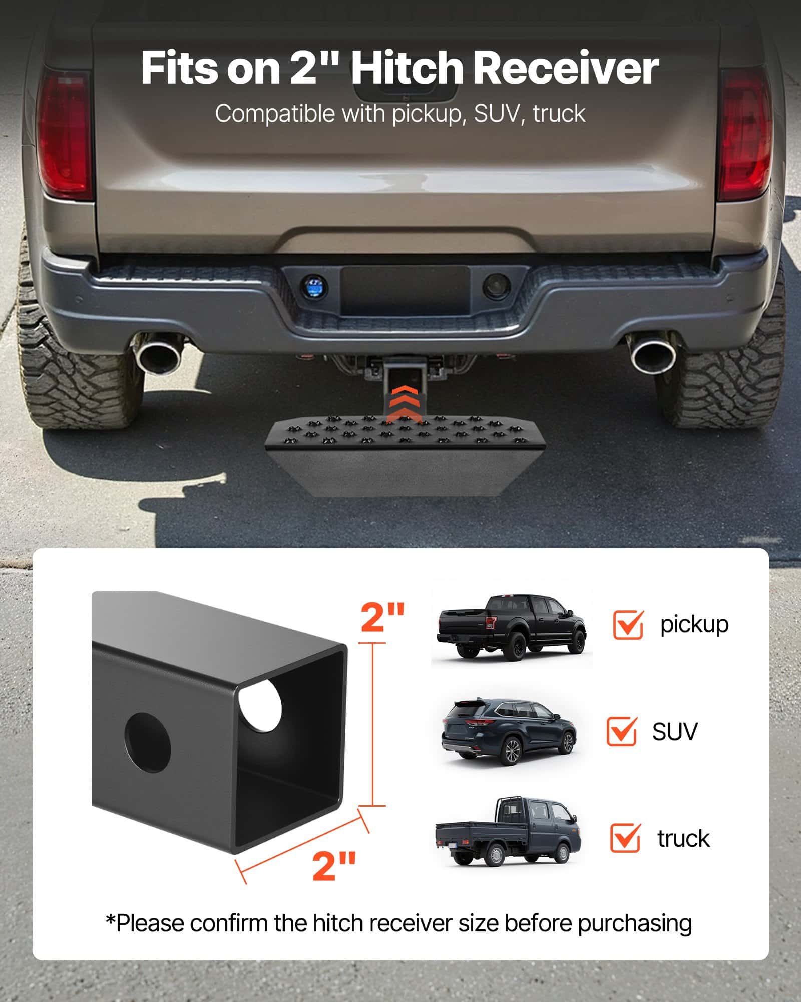 VEVOR Universal Hitch Step for 5 cm Receiver, Rear Bumper Guard, 159 kg ...