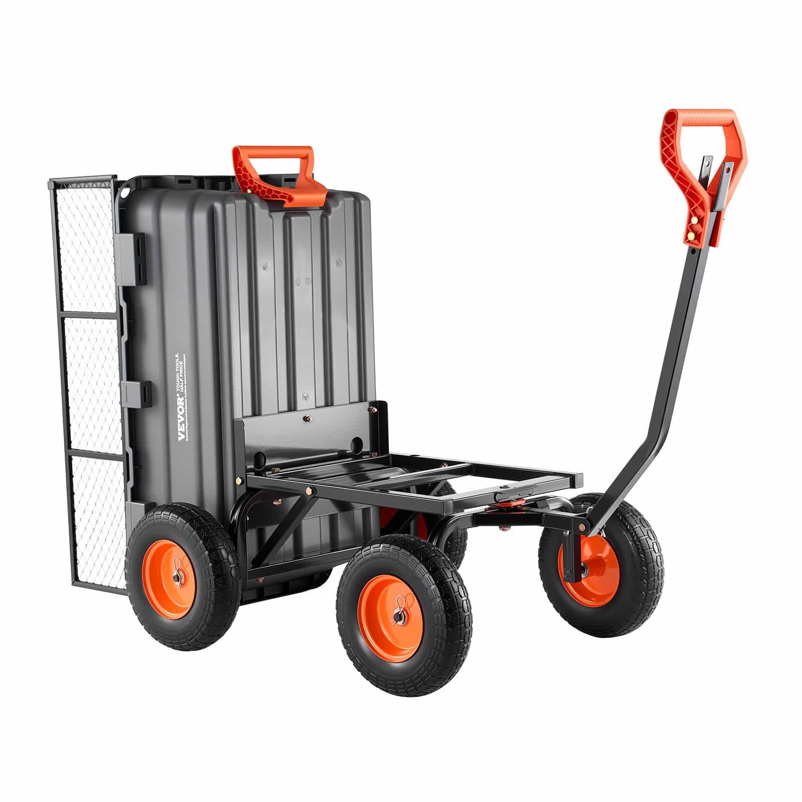 VEVOR Garden Dump Cart 544 kg, Poly Yard Wagon with Fence, 330 mm Wheels, 2-in-1 Tow Handle, Quick-Dump for Soil and Plants – Paveikslėlis 12
