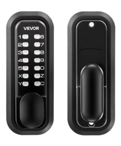 Механический кодовый дверной замок VEVOR, односторонняя кнопочная клавиатура, код 4–7 цифр, авто блокировка, для дверей 35–65 мм, чёрный