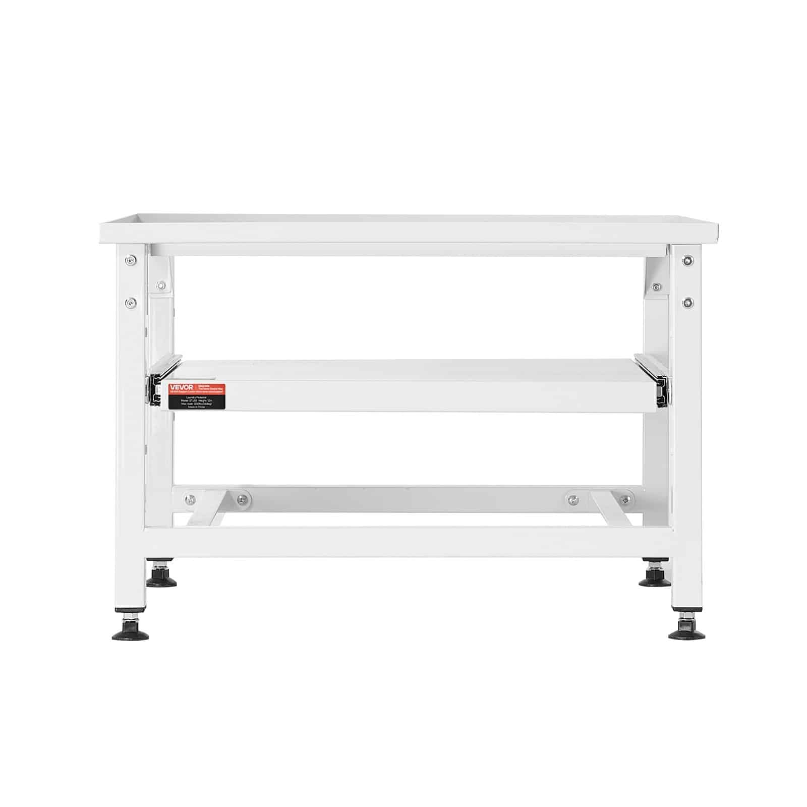 VEVOR Adjustable Laundry Pedestal 410 mm, Steel Washer Dryer Stand with Pull-Out Tray, 318 kg Load, Anti-Vibration, White - Зображення 10
