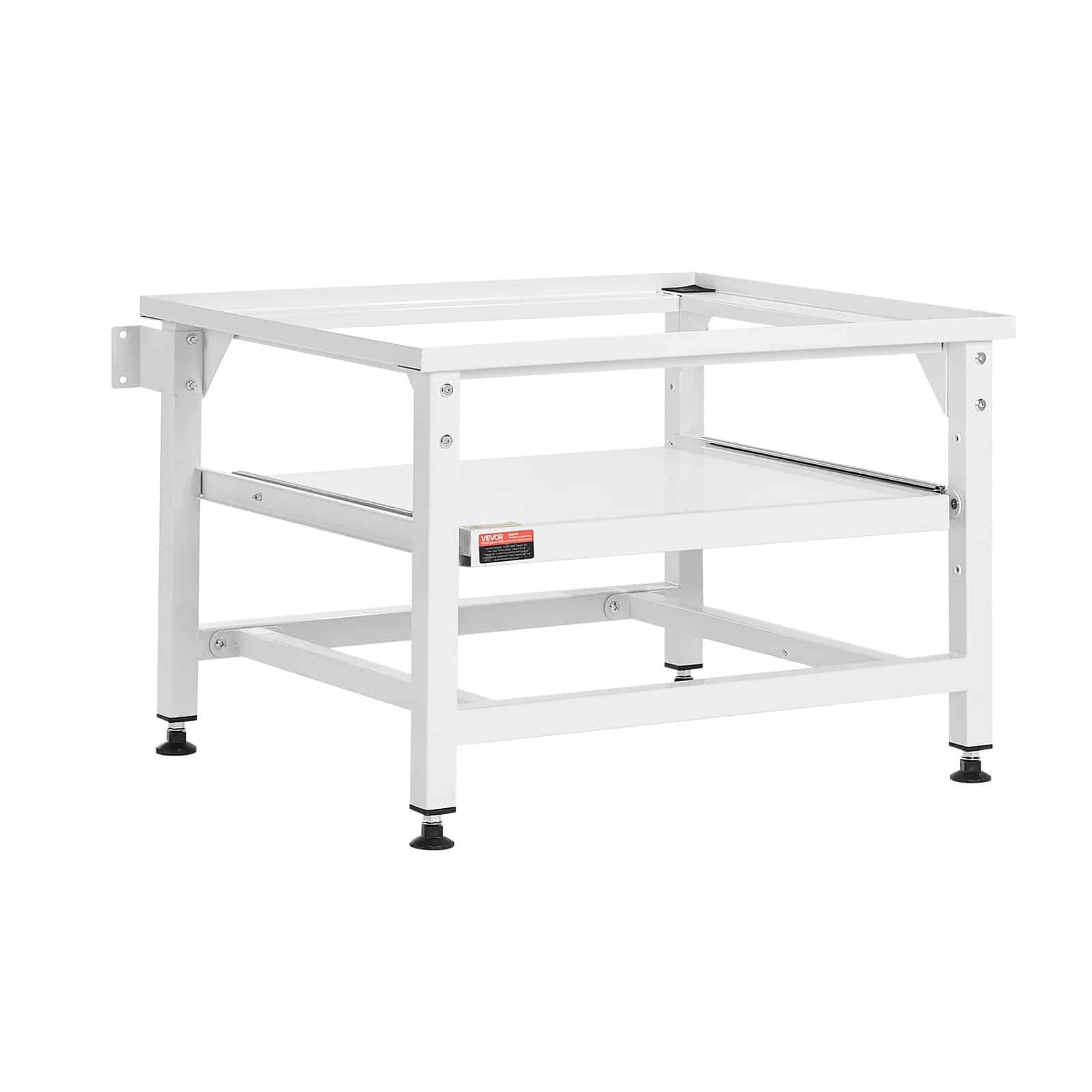 VEVOR Adjustable Laundry Pedestal 410 mm, Steel Washer Dryer Stand with Pull-Out Tray, 318 kg Load, Anti-Vibration, White - Зображення 12