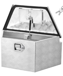 VEVOR алюмінієва скриня на дишло причепа 660x330x305 мм, з замком, водостійка ящик-органайзер для пікапа, кемпера, срібляста