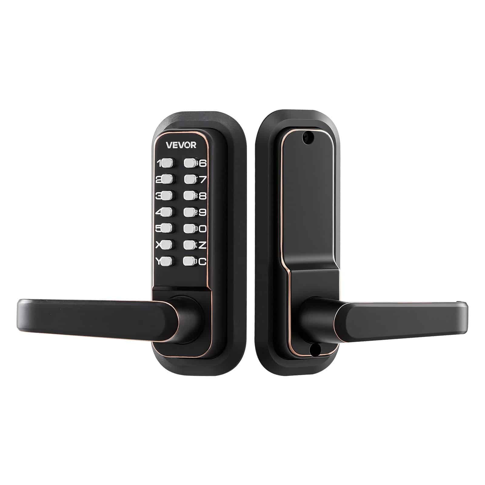 VEVOR Mechanical Keyless Door Lock, 2.0 Code Upgrade, 4–7 Digit Combination, Single-Sided Keypad Handle, Auto-Lock, 35–65 mm, Bronze — изображение 10