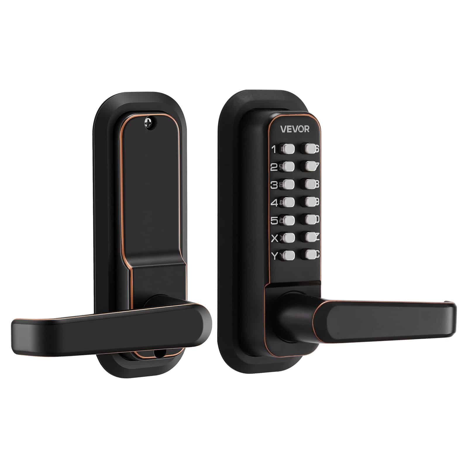 VEVOR Mechanical Keyless Door Lock, 2.0 Code Upgrade, 4–7 Digit Combination, Single-Sided Keypad Handle, Auto-Lock, 35–65 mm, Bronze — изображение 11