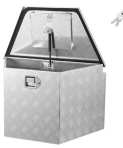 Алюмінієва коробка VEVOR на дишло причепа 838x483x457 мм, з замком, вологостійка скринька для інструментів пікапа, авто, срібляста