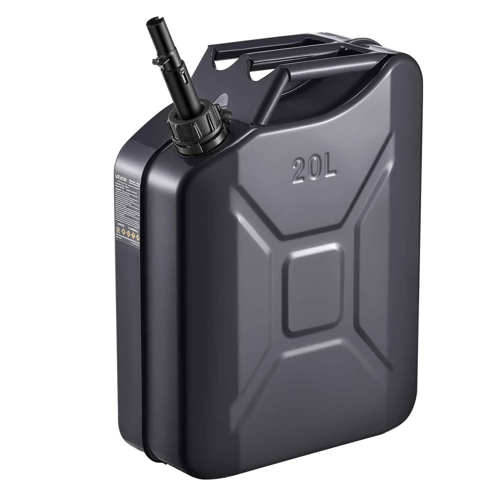 VEVOR 20 L Metal Fuel Jerry Can, Leakproof Gas Tank with Spout, 6 L/min Fast Flow, For Cars, Motorcycles, ATV, Camping, Black — attēls 11