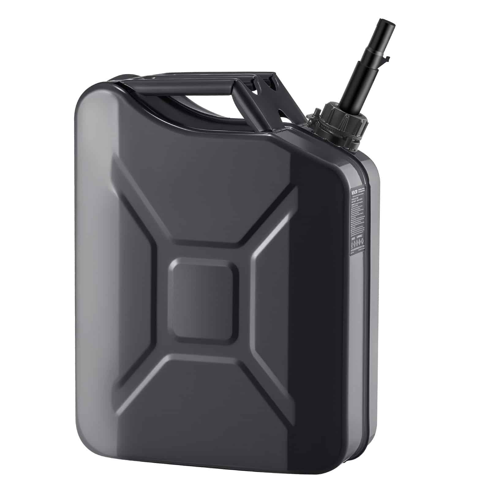 VEVOR 20 L Metal Fuel Jerry Can, Leakproof Gas Tank with Spout, 6 L/min Fast Flow, For Cars, Motorcycles, ATV, Camping, Black — attēls 9