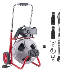 VEVOR 30 m Drain Cleaner Machine, 9.5 mm Cable, Auto-Feed Sewer Snake with 8 Cutters & Foot Switch for 50–100 mm Pipes