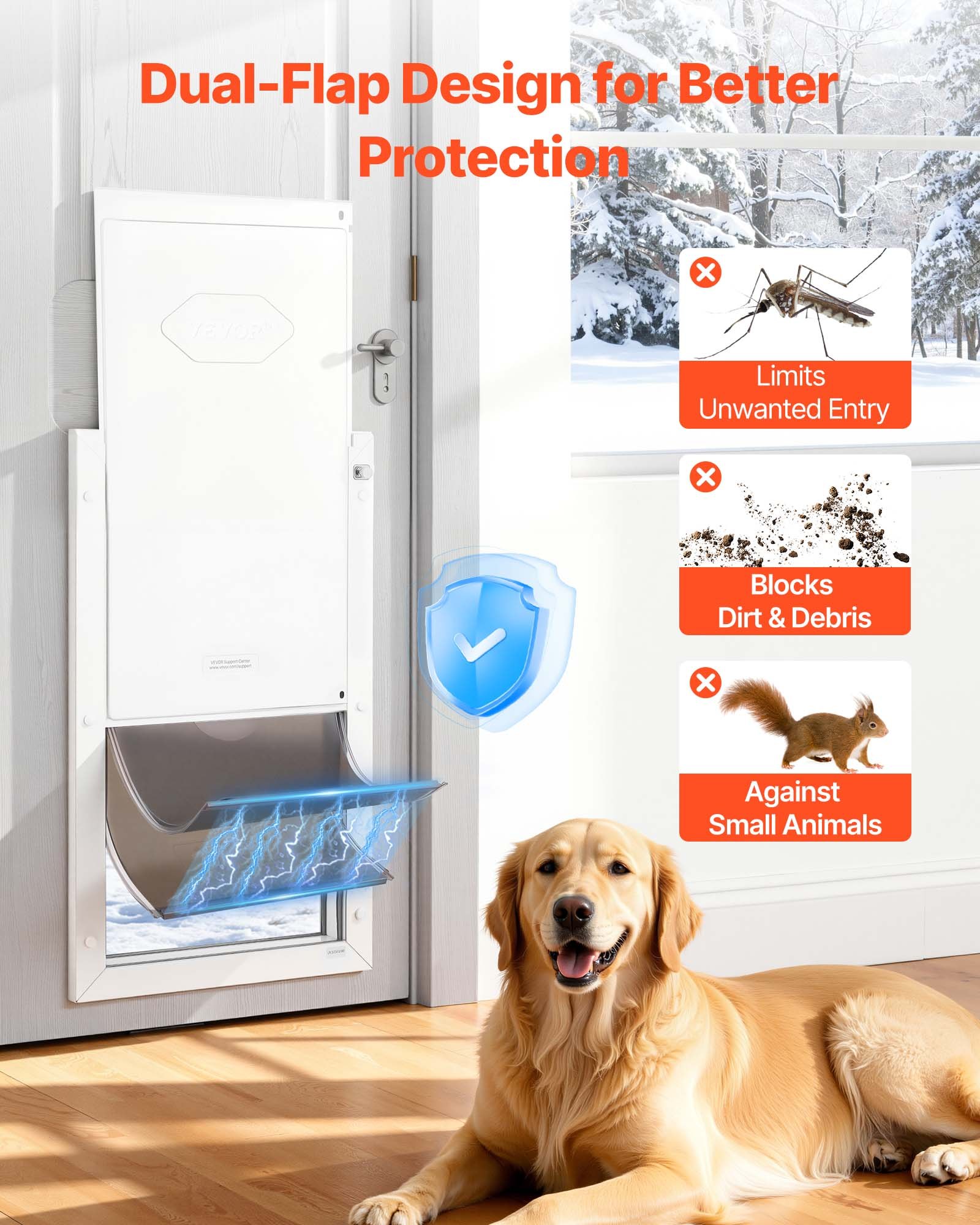 VEVOR XL Metal Pet Door with Double Magnetic Flaps, Weatherproof