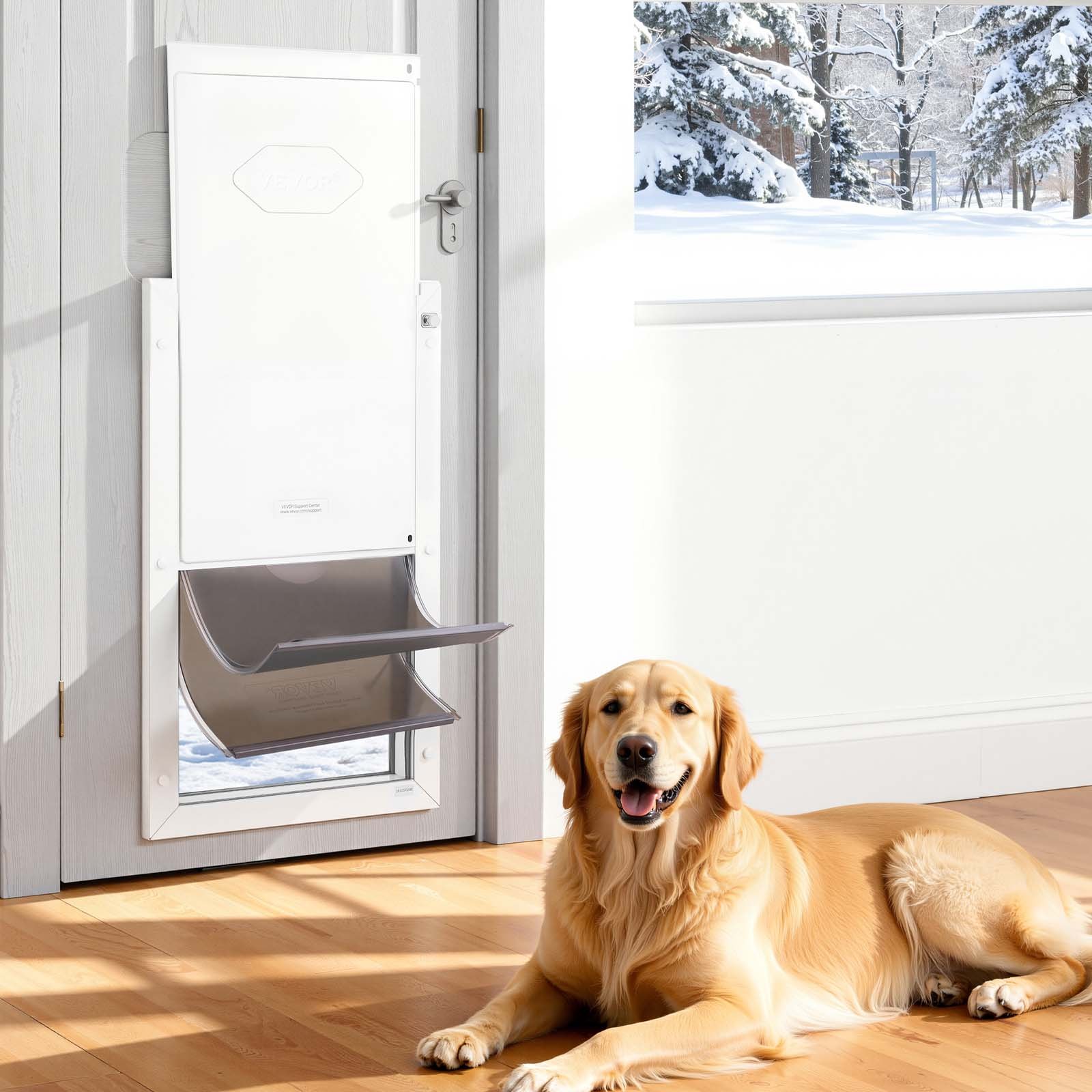 VEVOR XL Metal Pet Door with Double Magnetic Flaps, Weatherproof