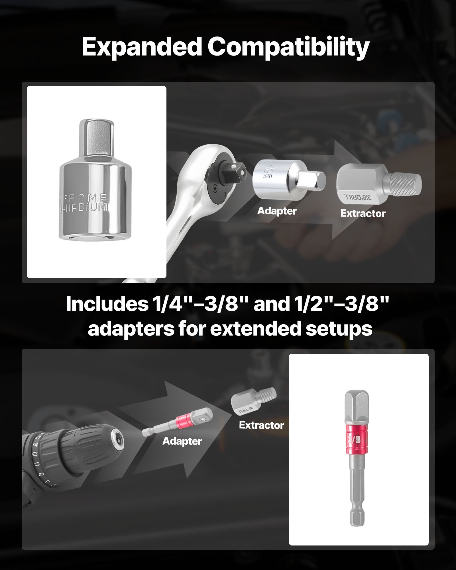 VEVOR 27‑Piece Cr-Mo Screw Extractor Set with Adapters, Multi‑Spline Bolt & Screw Remover in Storage Case — изображение 5