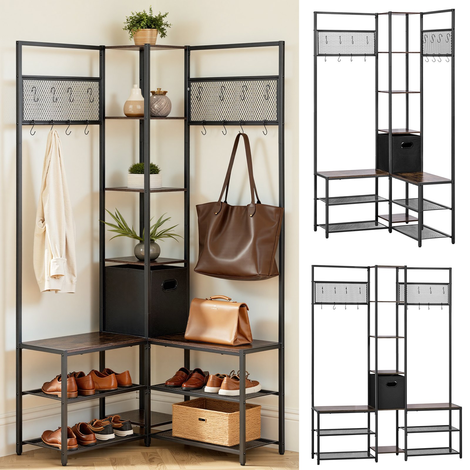 Дерево углового зала VEVOR с обувной скамейкой