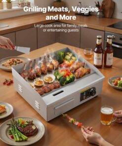 50–300°C Stainless Steel Flat Top Grill with Accessories